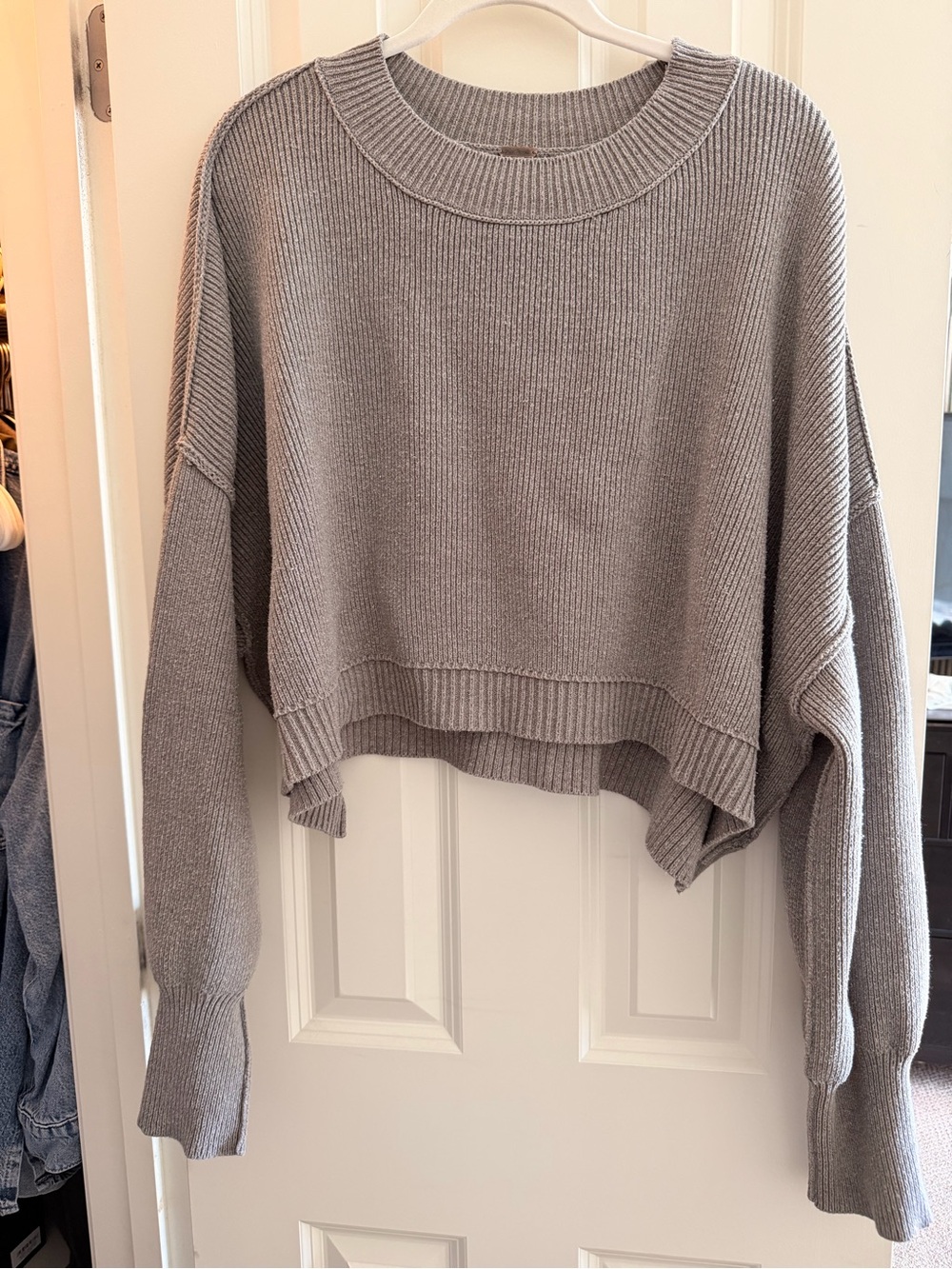 Free People Easy Street Cropped Pullover - Gray